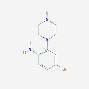 molecular formula C10H14BrN3 B14055667 4-Bromo-2-(piperazin-1-yl)aniline 