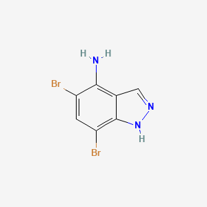 molecular formula C7H5Br2N3 B1405567 5,7-二溴-1H-吲唑-4-胺 CAS No. 1427460-73-8
