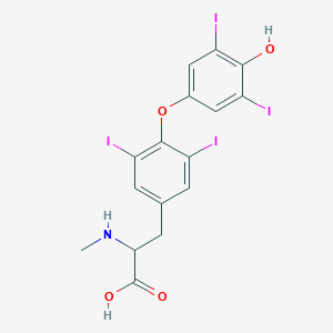 molecular formula C16H13I4NO4 B14055700 3-[4-(4-Hydroxy-3,5-diiodophenoxy)-3,5-diiodophenyl]-2-(methylamino)propanoic acid 