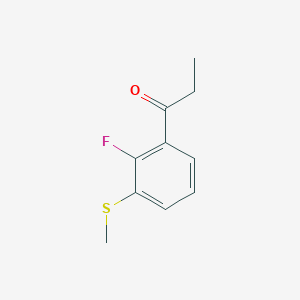 molecular formula C10H11FOS B14055710 1-(2-Fluoro-3-(methylthio)phenyl)propan-1-one 