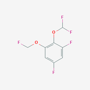 molecular formula C8H5F5O2 B14055732 1,5-Difluoro-2-difluoromethoxy-3-(fluoromethoxy)benzene CAS No. 1806302-34-0