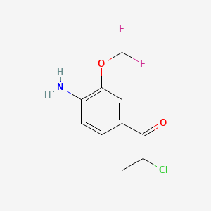 molecular formula C10H10ClF2NO2 B14055803 1-(4-Amino-3-(difluoromethoxy)phenyl)-2-chloropropan-1-one 