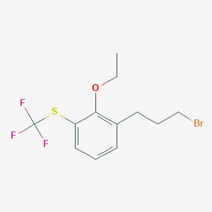 molecular formula C12H14BrF3OS B14055827 1-(3-Bromopropyl)-2-ethoxy-3-(trifluoromethylthio)benzene 