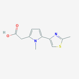 molecular formula C11H12N2O2S B1405583 [1-Methyl-5-(2-methyl-1,3-thiazol-4-yl)-1H-pyrrol-2-yl]acetic acid CAS No. 1227955-24-9