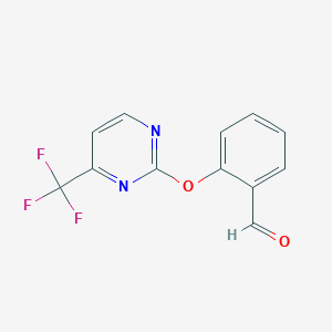 molecular formula C12H7F3N2O2 B1405584 2-{[4-(Trifluoromethyl)pyrimidin-2-yl]oxy}benzaldehyde CAS No. 1227954-93-9