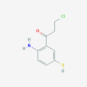 molecular formula C9H10ClNOS B14055841 1-(2-Amino-5-mercaptophenyl)-3-chloropropan-1-one 