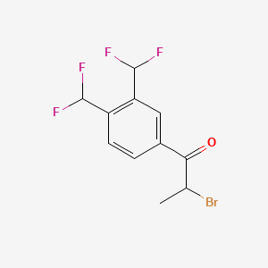 molecular formula C11H9BrF4O B14055848 1-(3,4-Bis(difluoromethyl)phenyl)-2-bromopropan-1-one 