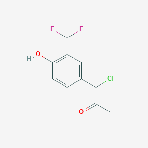 molecular formula C10H9ClF2O2 B14055895 1-Chloro-1-(3-(difluoromethyl)-4-hydroxyphenyl)propan-2-one 