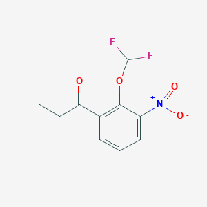 molecular formula C10H9F2NO4 B14055942 1-(2-(Difluoromethoxy)-3-nitrophenyl)propan-1-one 