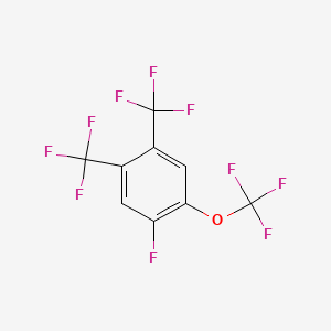 molecular formula C9H2F10O B14055949 1,2-Bis(trifluoromethyl)-4-fluoro-5-(trifluoromethoxy)benzene 