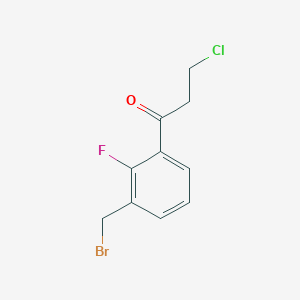 molecular formula C10H9BrClFO B14055952 1-(3-(Bromomethyl)-2-fluorophenyl)-3-chloropropan-1-one 