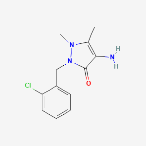 molecular formula C12H14ClN3O B14056009 4-Amino-2-(2-chlorobenzyl)-1,5-dimethyl-1H-pyrazol-3(2H)-one 