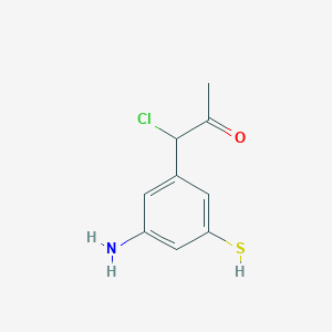 molecular formula C9H10ClNOS B14056018 1-(3-Amino-5-mercaptophenyl)-1-chloropropan-2-one 