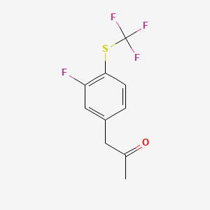 molecular formula C10H8F4OS B14056028 1-(3-Fluoro-4-(trifluoromethylthio)phenyl)propan-2-one 