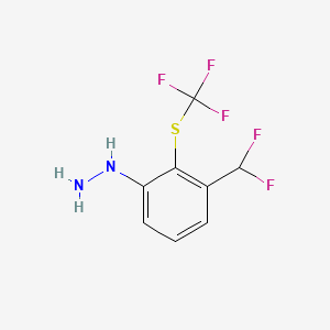 molecular formula C8H7F5N2S B14056045 1-(3-(Difluoromethyl)-2-(trifluoromethylthio)phenyl)hydrazine 