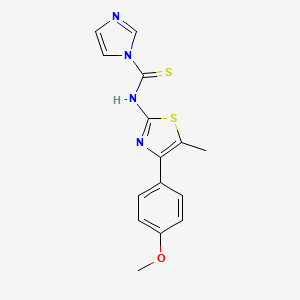 molecular formula C15H14N4OS2 B14056051 n-(4-(4-Methoxyphenyl)-5-methylthiazol-2-yl)-1h-imidazole-1-carbothioamide 