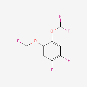 molecular formula C8H5F5O2 B14056074 1,2-Difluoro-4-difluoromethoxy-5-(fluoromethoxy)benzene 