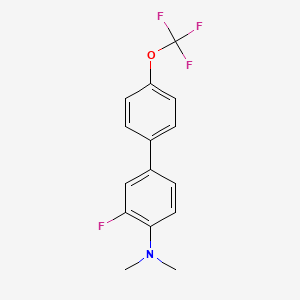 molecular formula C15H13F4NO B14056092 (3-Fluoro-4'-(trifluoromethoxy)biphenyl-4-yl)-dimethylamine 