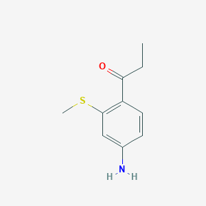 molecular formula C10H13NOS B14056099 1-(4-Amino-2-(methylthio)phenyl)propan-1-one 