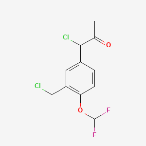 molecular formula C11H10Cl2F2O2 B14056124 1-Chloro-1-(3-(chloromethyl)-4-(difluoromethoxy)phenyl)propan-2-one 