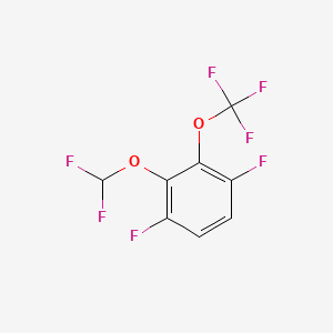 molecular formula C8H3F7O2 B14056149 1,4-Difluoro-2-difluoromethoxy-3-(trifluoromethoxy)benzene 