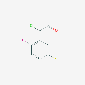 molecular formula C10H10ClFOS B14056176 1-Chloro-1-(2-fluoro-5-(methylthio)phenyl)propan-2-one 