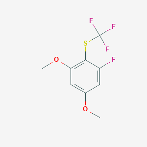 molecular formula C9H8F4O2S B14056183 1,5-Dimethoxy-3-fluoro-2-(trifluoromethylthio)benzene 