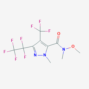 molecular formula C10H9F8N3O2 B14056212 N-Methoxy-N,1-dimethyl-3-(perfluoroethyl)-4-(trifluoromethyl)-1H-pyrazole-5-carboxamide 