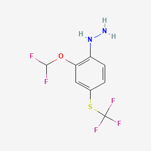 molecular formula C8H7F5N2OS B14056259 1-(2-(Difluoromethoxy)-4-(trifluoromethylthio)phenyl)hydrazine 