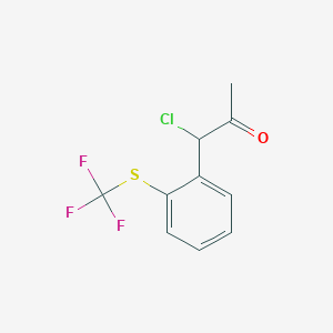 molecular formula C10H8ClF3OS B14056282 1-Chloro-1-(2-(trifluoromethylthio)phenyl)propan-2-one 