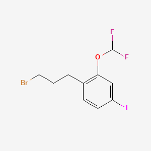 molecular formula C10H10BrF2IO B14056284 1-(3-Bromopropyl)-2-(difluoromethoxy)-4-iodobenzene 