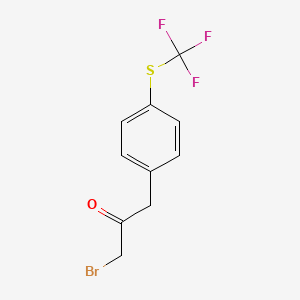 molecular formula C10H8BrF3OS B14056292 1-Bromo-3-(4-(trifluoromethylthio)phenyl)propan-2-one 