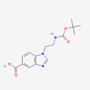 molecular formula C15H19N3O4 B1405631 1-{2-[(tert-Butoxycarbonyl)amino]ethyl}-1H-benzimidazole-5-carboxylic acid CAS No. 1427461-04-8