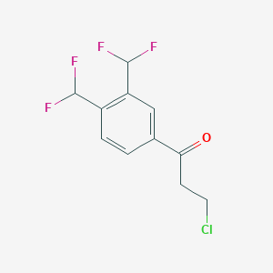 molecular formula C11H9ClF4O B14056445 1-(3,4-Bis(difluoromethyl)phenyl)-3-chloropropan-1-one 