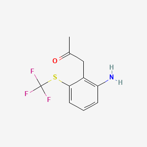 molecular formula C10H10F3NOS B14056987 1-(2-Amino-6-(trifluoromethylthio)phenyl)propan-2-one 