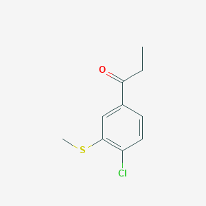 molecular formula C10H11ClOS B14057040 1-(4-Chloro-3-(methylthio)phenyl)propan-1-one 