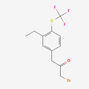 molecular formula C12H12BrF3OS B14057112 1-Bromo-3-(3-ethyl-4-(trifluoromethylthio)phenyl)propan-2-one 