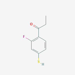 molecular formula C9H9FOS B14057148 1-(2-Fluoro-4-mercaptophenyl)propan-1-one 