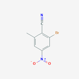 molecular formula C8H5BrN2O2 B14057152 2-Bromo-6-methyl-4-nitrobenzonitrile 