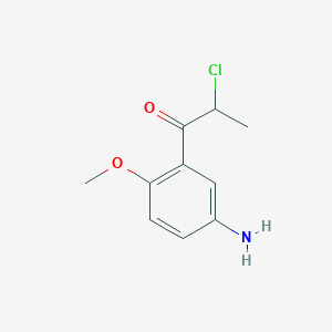 molecular formula C10H12ClNO2 B14057158 1-(5-Amino-2-methoxyphenyl)-2-chloropropan-1-one 