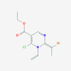 molecular formula C11H12BrClN2O2 B1405717 Ethyl 2-(1-bromoethylidene)-6-chloro-1-vinyl-1,2-dihydropyrimidine-5-carboxylate CAS No. 1785773-35-4