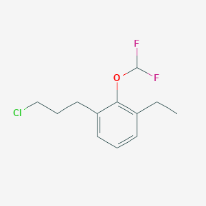 molecular formula C12H15ClF2O B14057172 1-(3-Chloropropyl)-2-(difluoromethoxy)-3-ethylbenzene 