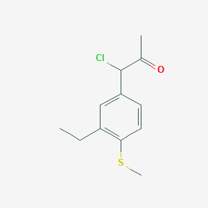 molecular formula C12H15ClOS B14057175 1-Chloro-1-(3-ethyl-4-(methylthio)phenyl)propan-2-one 