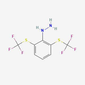 molecular formula C8H6F6N2S2 B14057236 (2,6-Bis(trifluoromethylthio)phenyl)hydrazine 