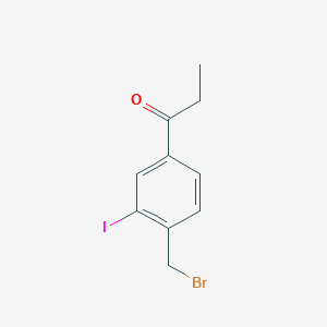 molecular formula C10H10BrIO B14057243 1-(4-(Bromomethyl)-3-iodophenyl)propan-1-one 