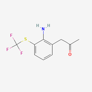 molecular formula C10H10F3NOS B14057298 1-(2-Amino-3-(trifluoromethylthio)phenyl)propan-2-one 