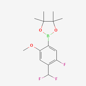 molecular formula C14H18BF3O3 B14057304 2-(4-(Difluoromethyl)-5-fluoro-2-methoxyphenyl)-4,4,5,5-tetramethyl-1,3,2-dioxaborolane 