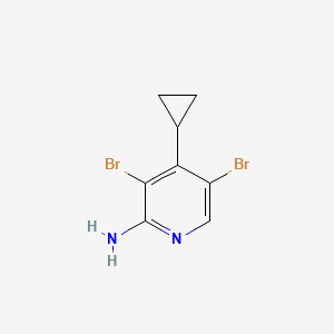 molecular formula C8H8Br2N2 B14057338 3,5-Dibromo-4-cyclopropylpyridin-2-amine CAS No. 2009273-78-1