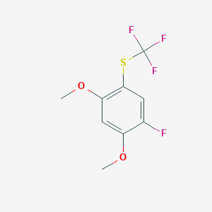 molecular formula C9H8F4O2S B14057345 1,5-Dimethoxy-2-fluoro-4-(trifluoromethylthio)benzene 