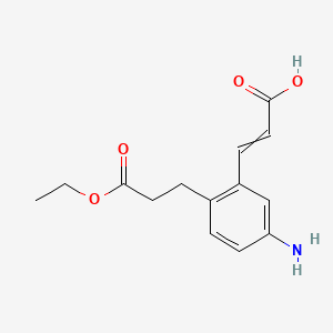 molecular formula C14H17NO4 B14057364 (E)-3-(5-Amino-2-(3-ethoxy-3-oxopropyl)phenyl)acrylic acid 